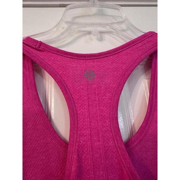 ATHLETA Racerback Tank Top Womens Size Medium Hot Pink Ruched Sides Workout - Picture 6 of 6
